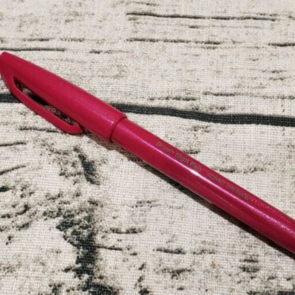 Pentel Fude Touch Art Sign Pen, Flexible Brush Tip Marker BURGUNDY Set of 3 Pens - Picture 2 of 12